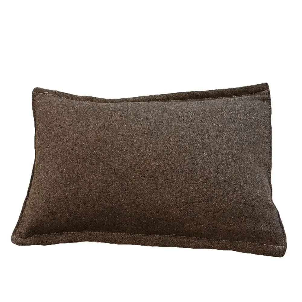 Longchamp 1948 Gray White Diamond Pattern Lumbar Wool Blend Pillow 14x19 Lodge